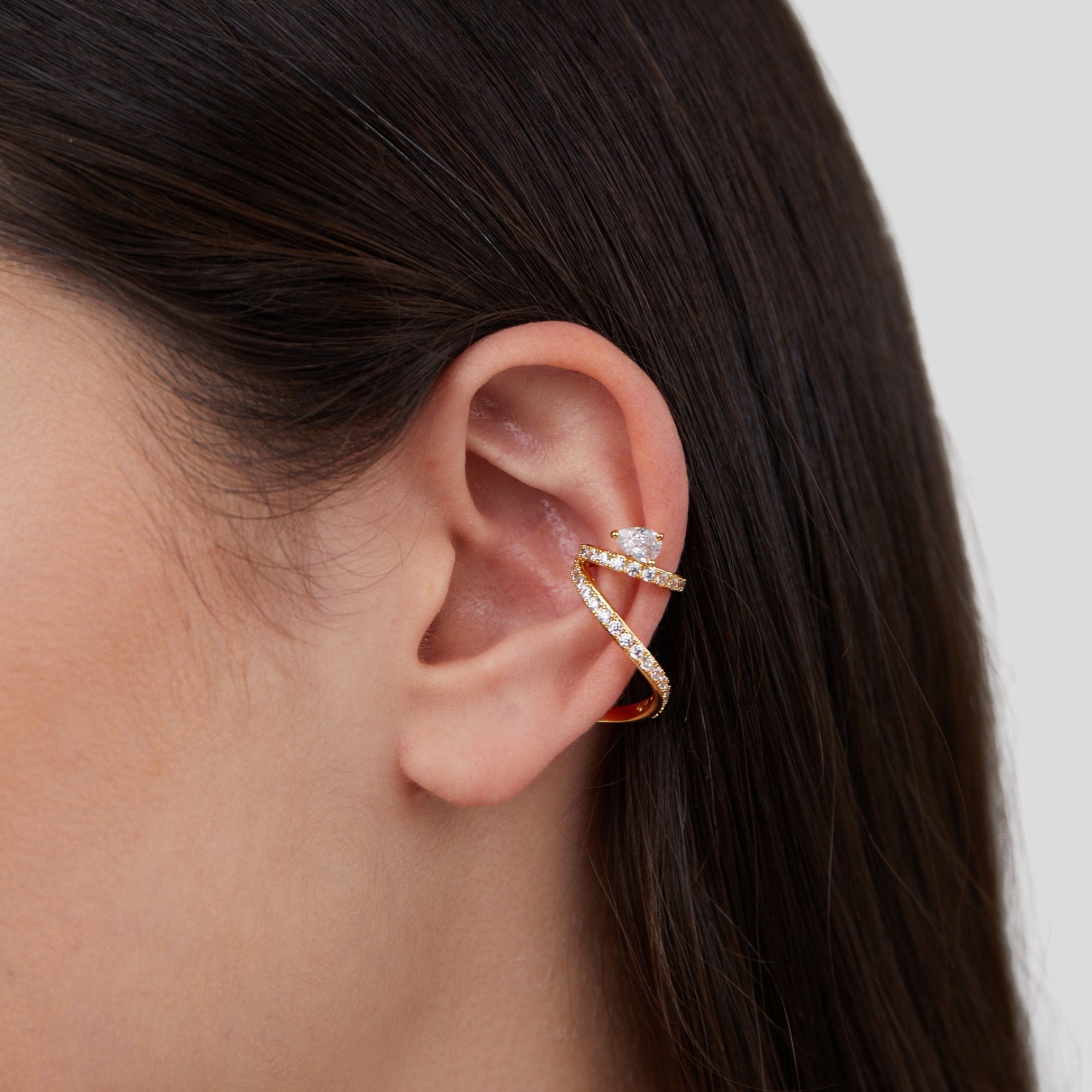 Gold Crystal Earring Cuff