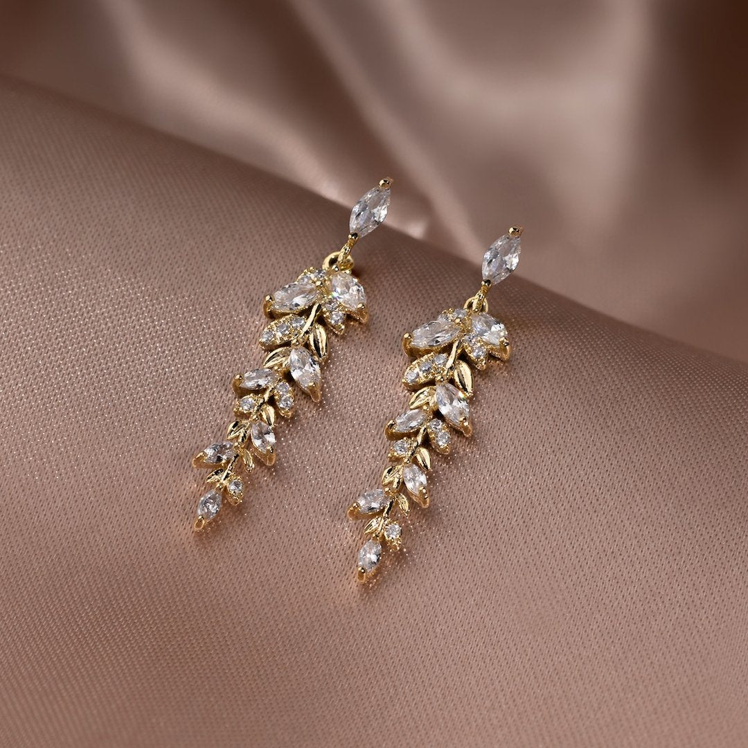Gold Leaf Drop Earrings