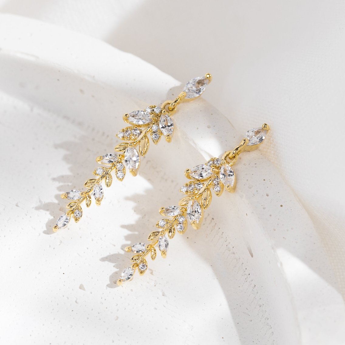 Gold Leaf Drop Earrings