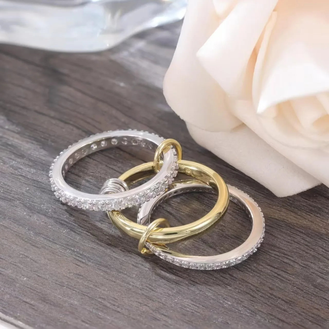 Cubic Zirconia Interlocking Ring