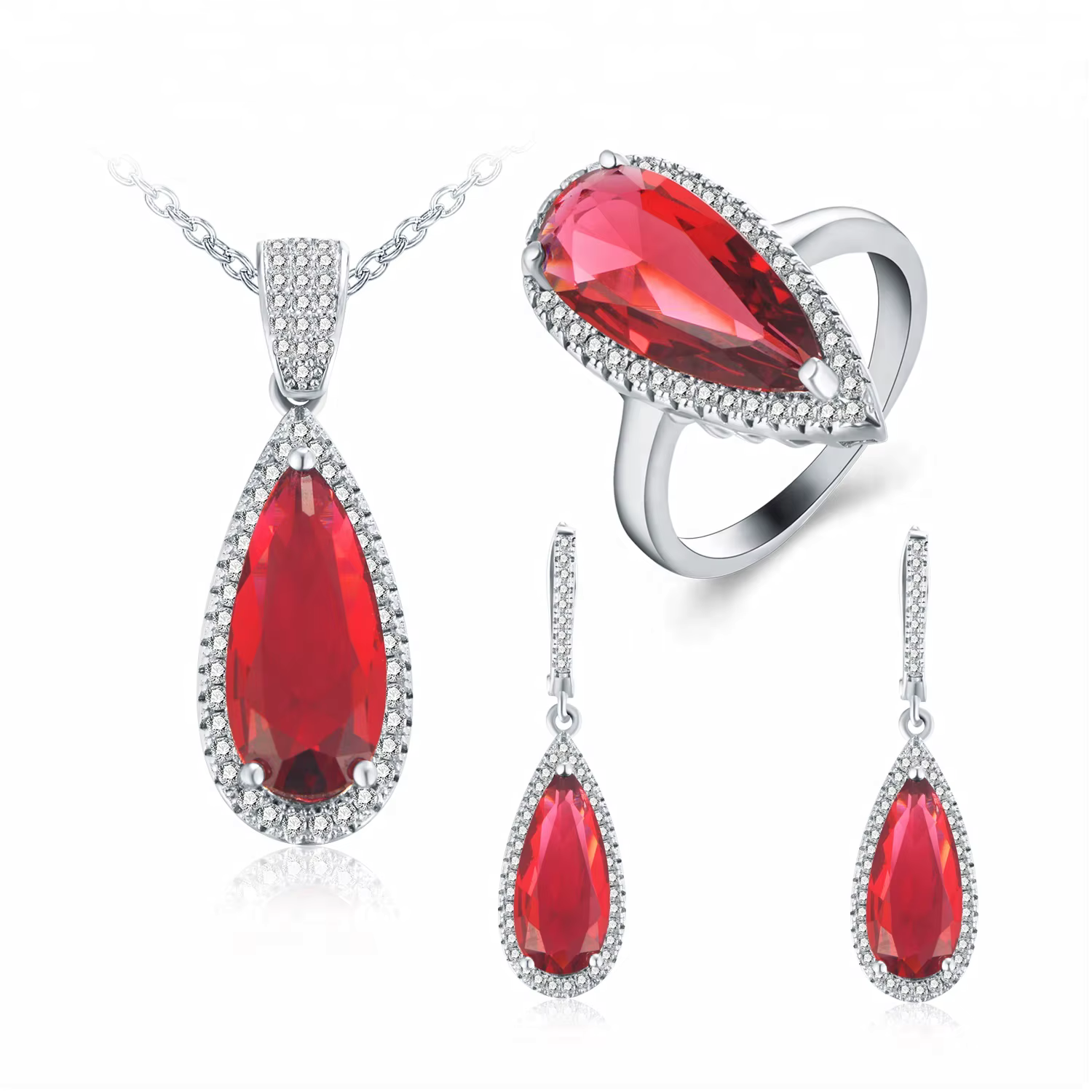 Red Rhinestone Jewelry Set