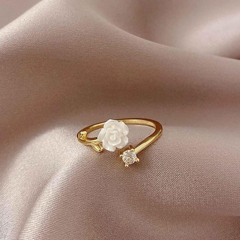 Luxury Flower Rings - Zirconia Rose Cherry Blossom